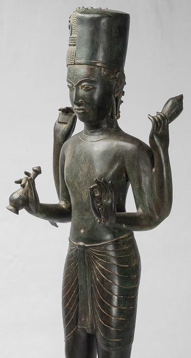Vishnu-Statue – Stehende Bronze-Vishnu-Statue im antiken Thai-Stil – 94 cm.