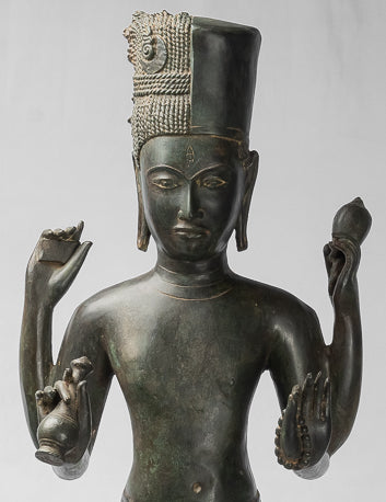 Vishnu-Statue – Stehende Bronze-Vishnu-Statue im antiken Thai-Stil – 94 cm.