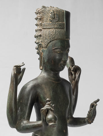 Vishnu-Statue – Stehende Bronze-Vishnu-Statue im antiken Thai-Stil – 94 cm.