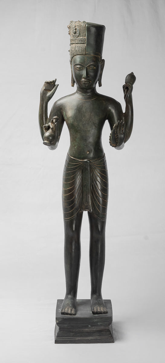 Vishnu-Statue – Stehende Bronze-Vishnu-Statue im antiken Thai-Stil – 94 cm.