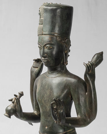 Vishnu-Statue – Stehende Bronze-Vishnu-Statue im antiken Thai-Stil – 94 cm.
