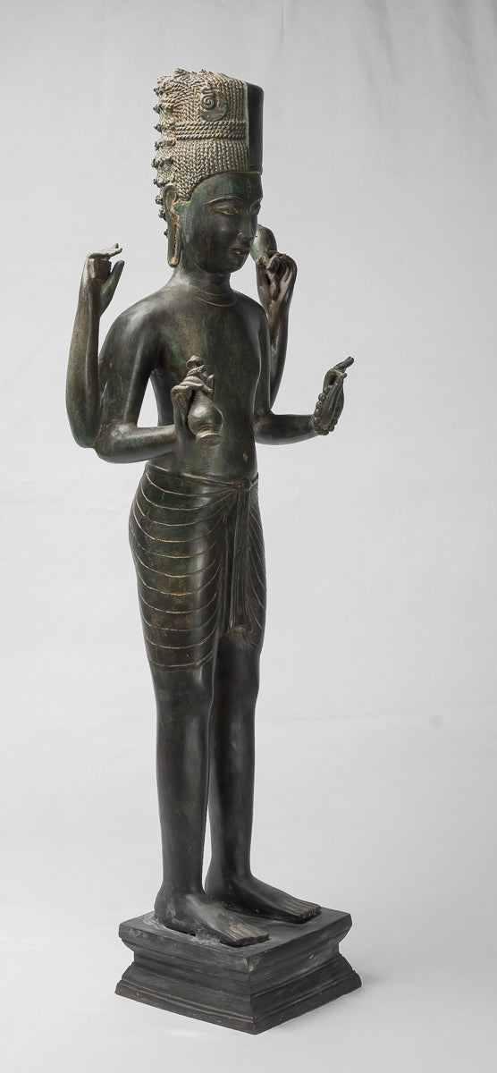 Vishnu-Statue – Stehende Bronze-Vishnu-Statue im antiken Thai-Stil – 94 cm.