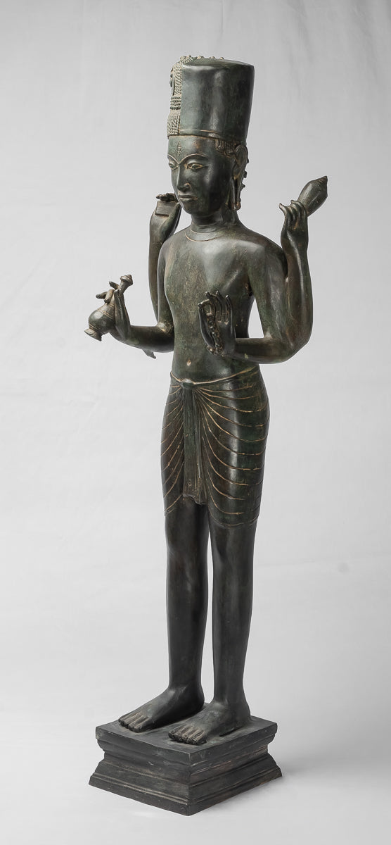 Vishnu-Statue – Stehende Bronze-Vishnu-Statue im antiken Thai-Stil – 94 cm.