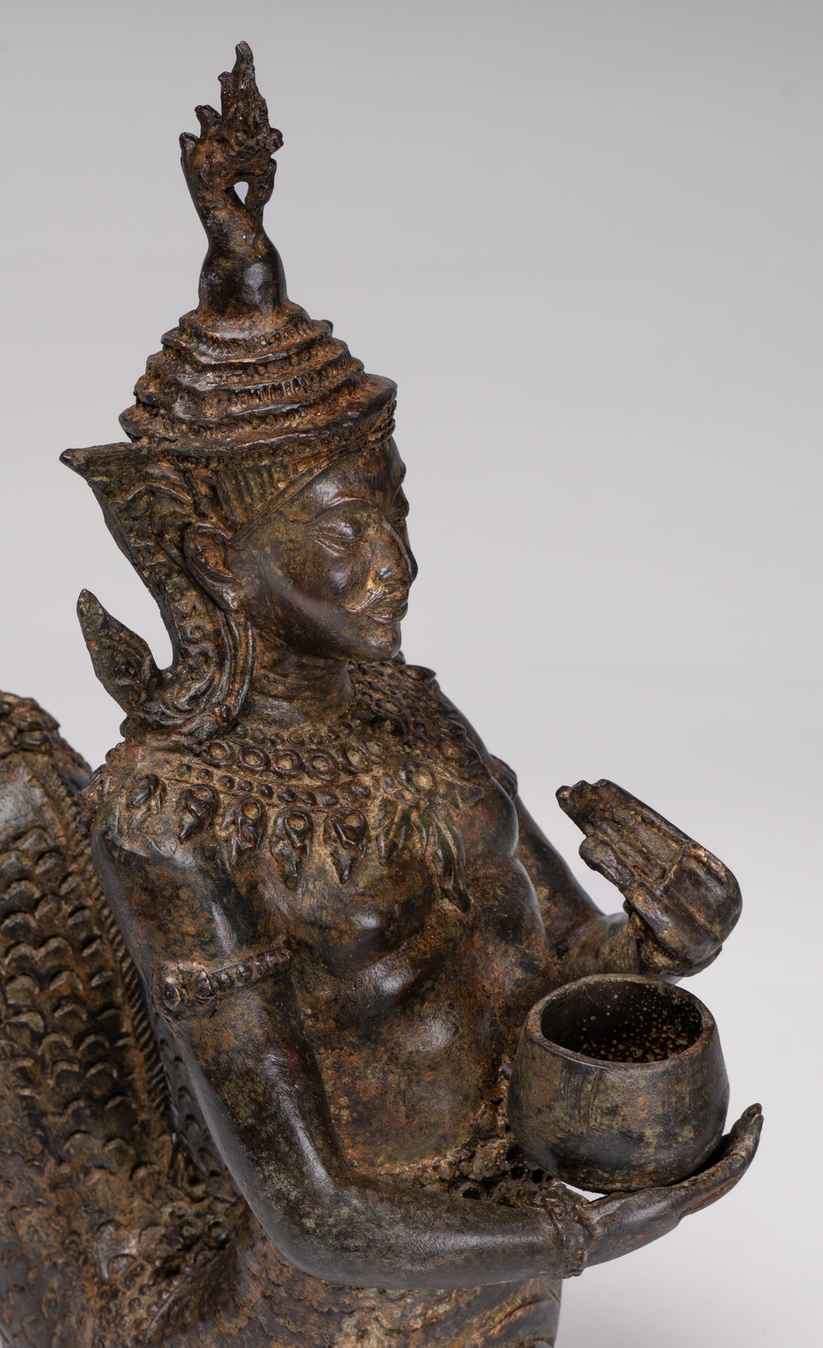 Antique Thai Style Bronze Naga Prince Statue - Guardian of Wisdom and Protection - 38cm/15"