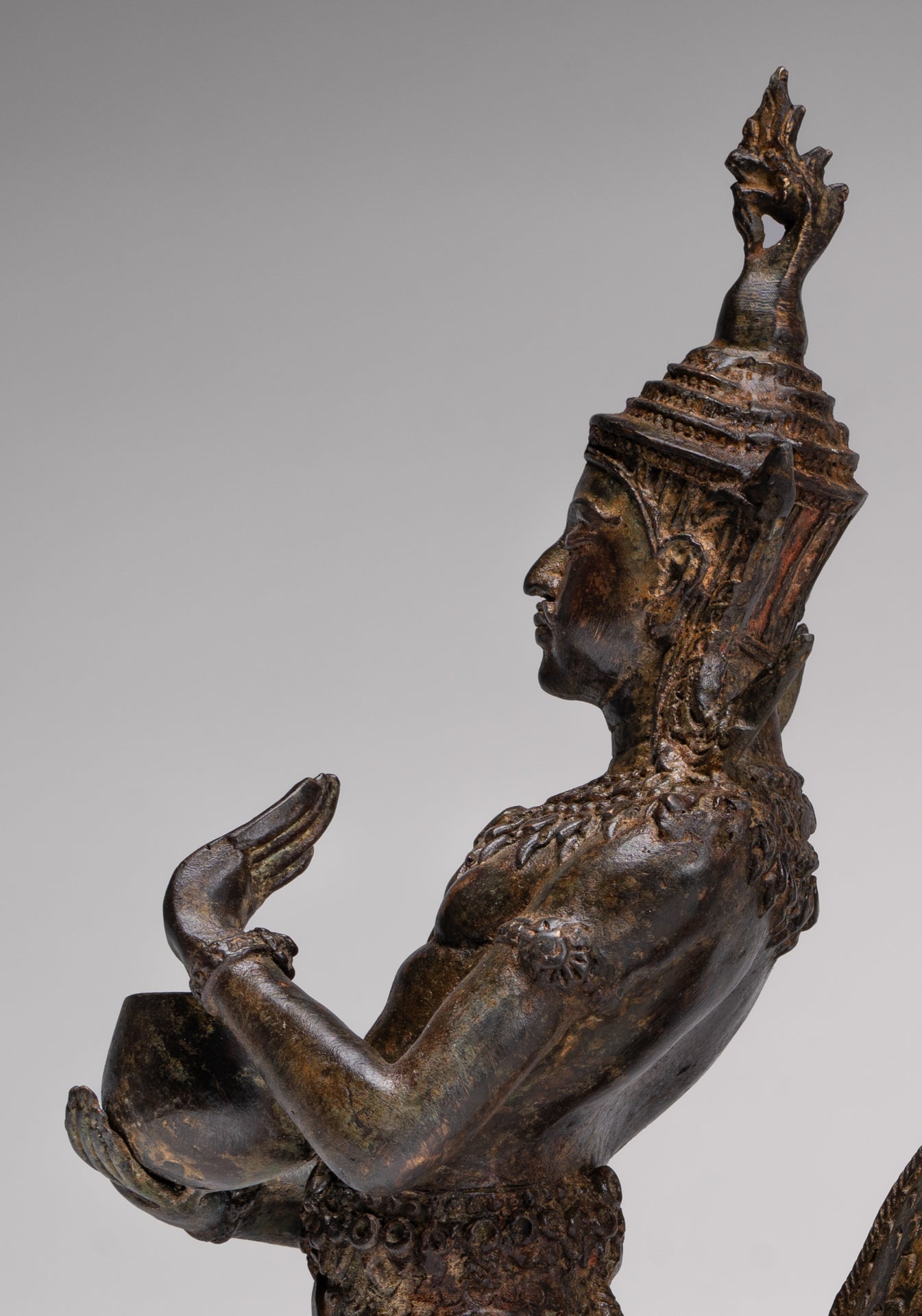 Antique Thai Style Bronze Naga Prince Statue - Guardian of Wisdom and Protection - 38cm/15"