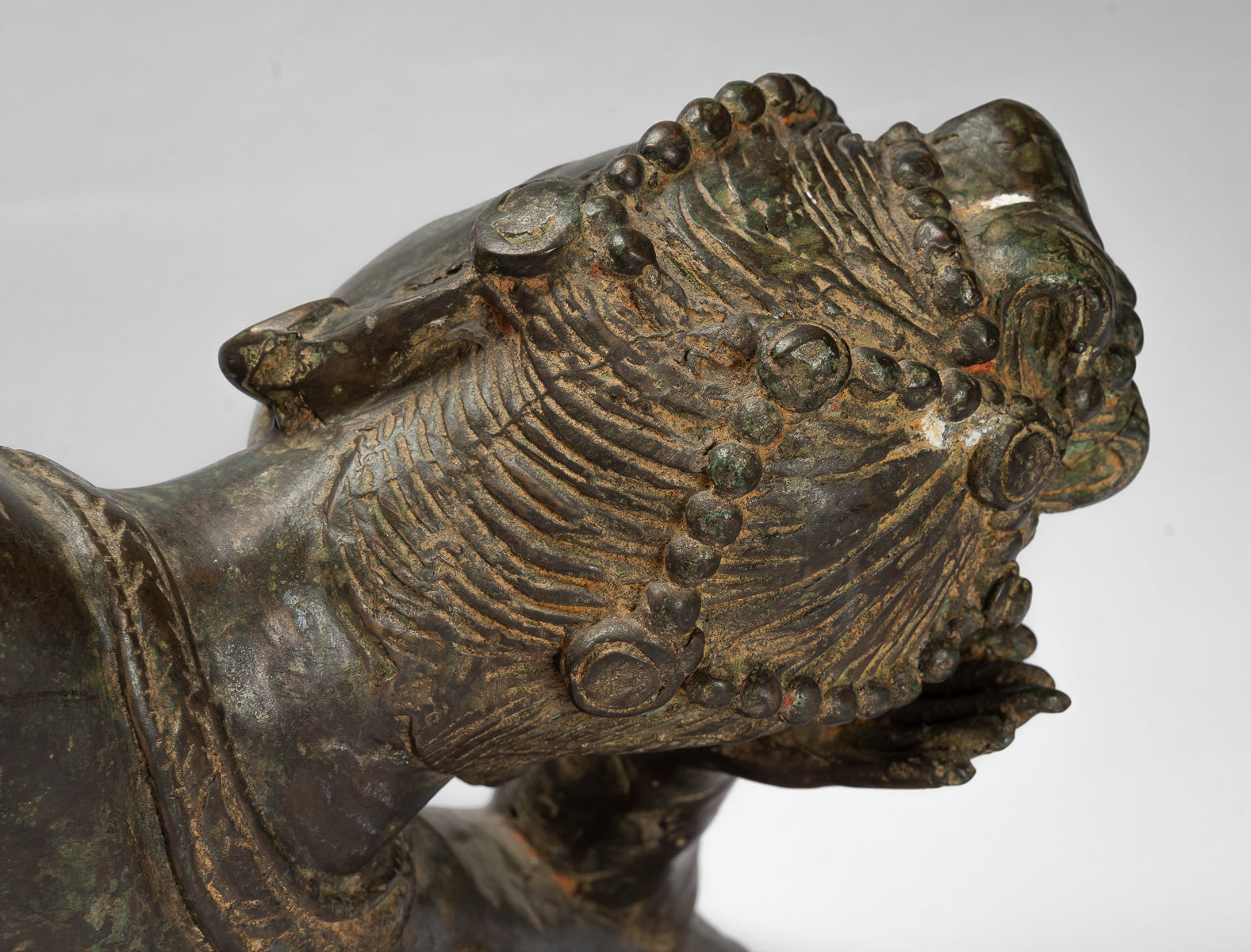 Antique Indian Style Gandhara Bronze Reclining Vishnu Statue - 95cm/38" Long