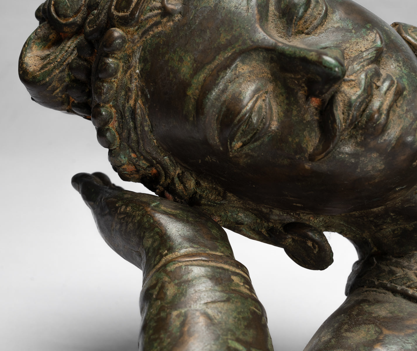 Antique Indian Style Gandhara Bronze Reclining Vishnu Statue - 95cm/38" Long