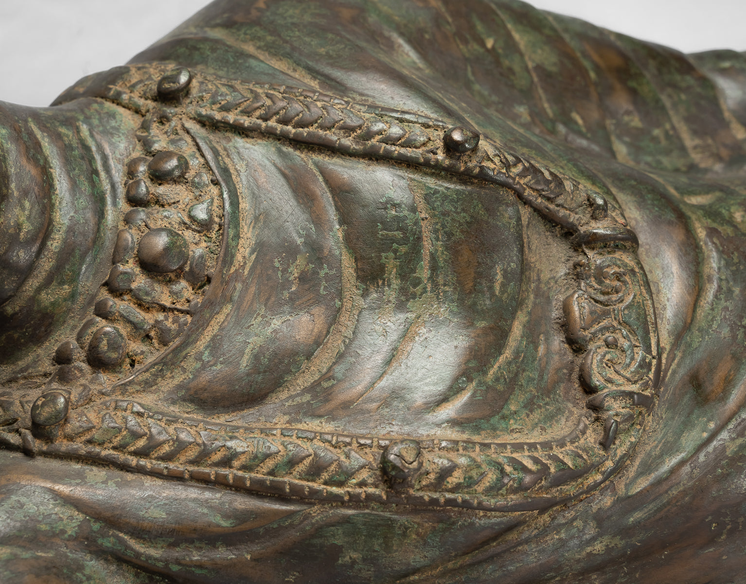 Antique Indian Style Gandhara Bronze Reclining Vishnu Statue - 95cm/38" Long