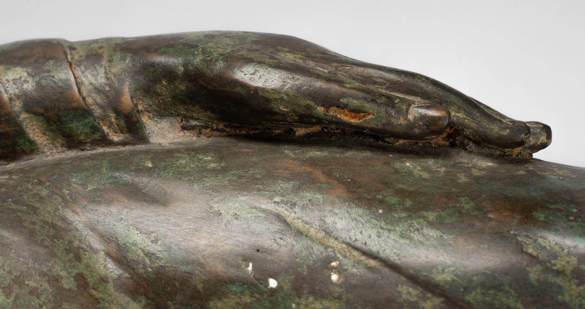 Antique Indian Style Gandhara Bronze Reclining Vishnu Statue - 95cm/38" Long