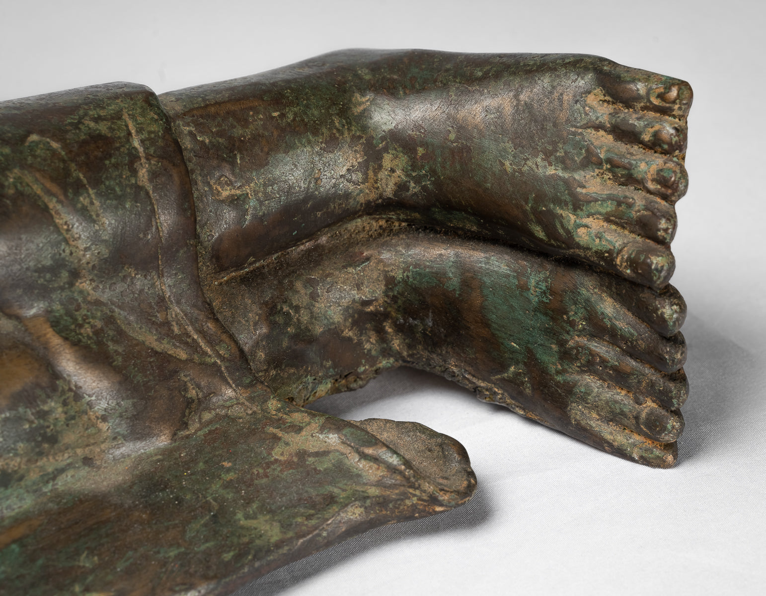 Antique Indian Style Gandhara Bronze Reclining Vishnu Statue - 95cm/38" Long