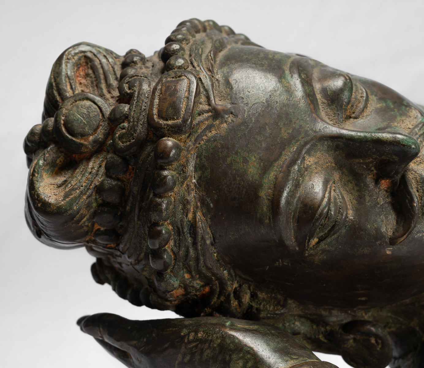 Antique Indian Style Gandhara Bronze Reclining Vishnu Statue - 95cm/38" Long