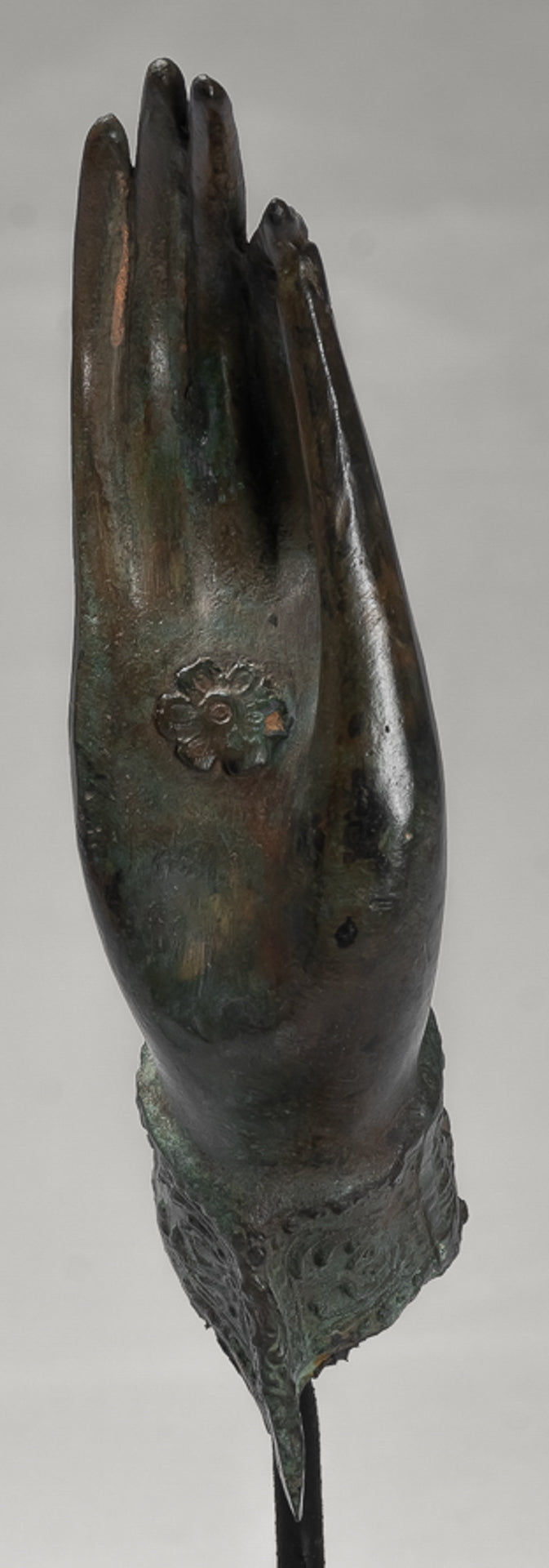 Mounted Antique Thai Style Southeast Asia Bronze Thai Teaching Hand - 24cm/10"