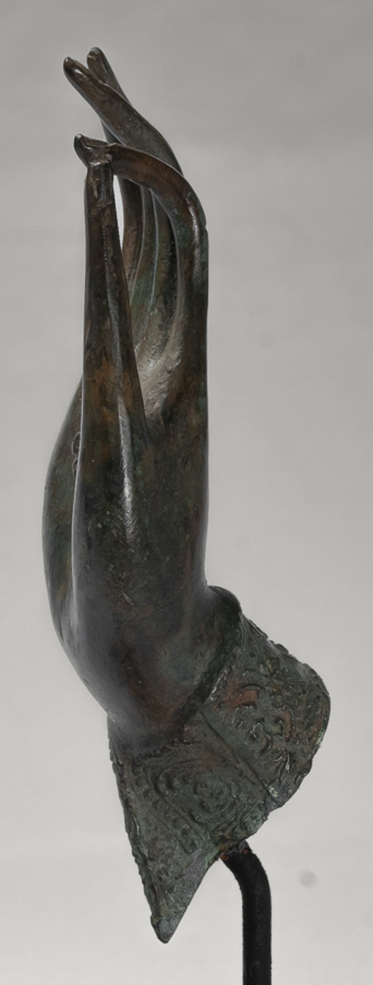 Mounted Antique Thai Style Southeast Asia Bronze Thai Teaching Hand - 24cm/10"