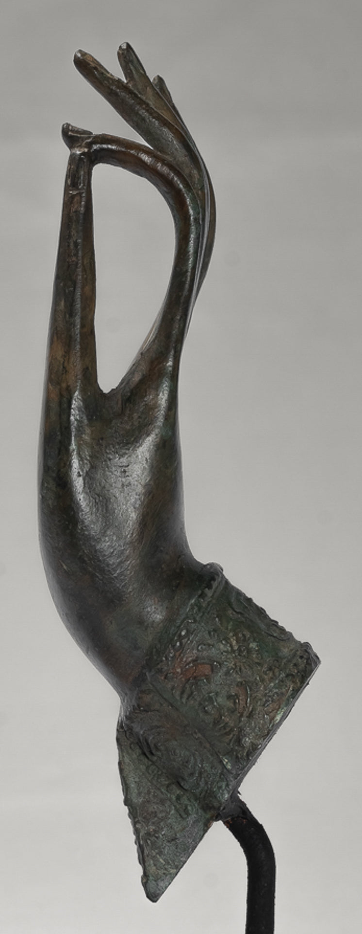 Mounted Antique Thai Style Southeast Asia Bronze Thai Teaching Hand - 24cm/10"