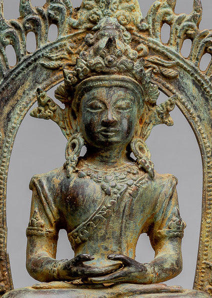 Statue de Bouddha - Statue de bouddha de méditation javanaise de style indonésien antique - 49cm / 20 "