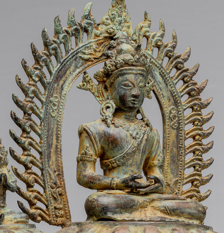 Statue de Bouddha - Statue de bouddha de méditation javanaise de style indonésien antique - 49cm / 20 "