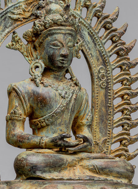 Statue de Bouddha - Statue de bouddha de méditation javanaise de style indonésien antique - 49cm / 20 "