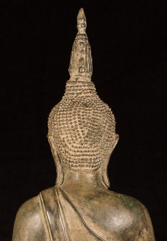 Estatua de Buda - Estatua de Buda de Meditación Sentada de Bronce Antique Laos - 56cm/22 "