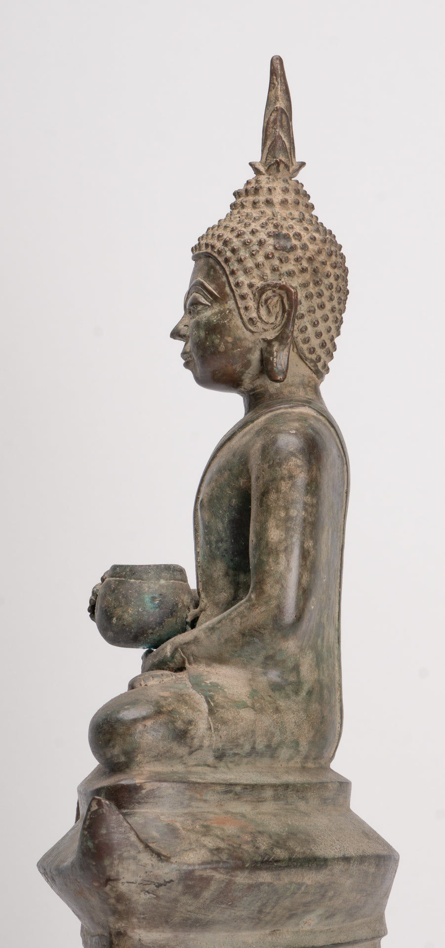 Statue de Bouddha - Antique Laos Statue de Bouddha Gautama de Charité en Bronze de Style - 53 cm/21"
