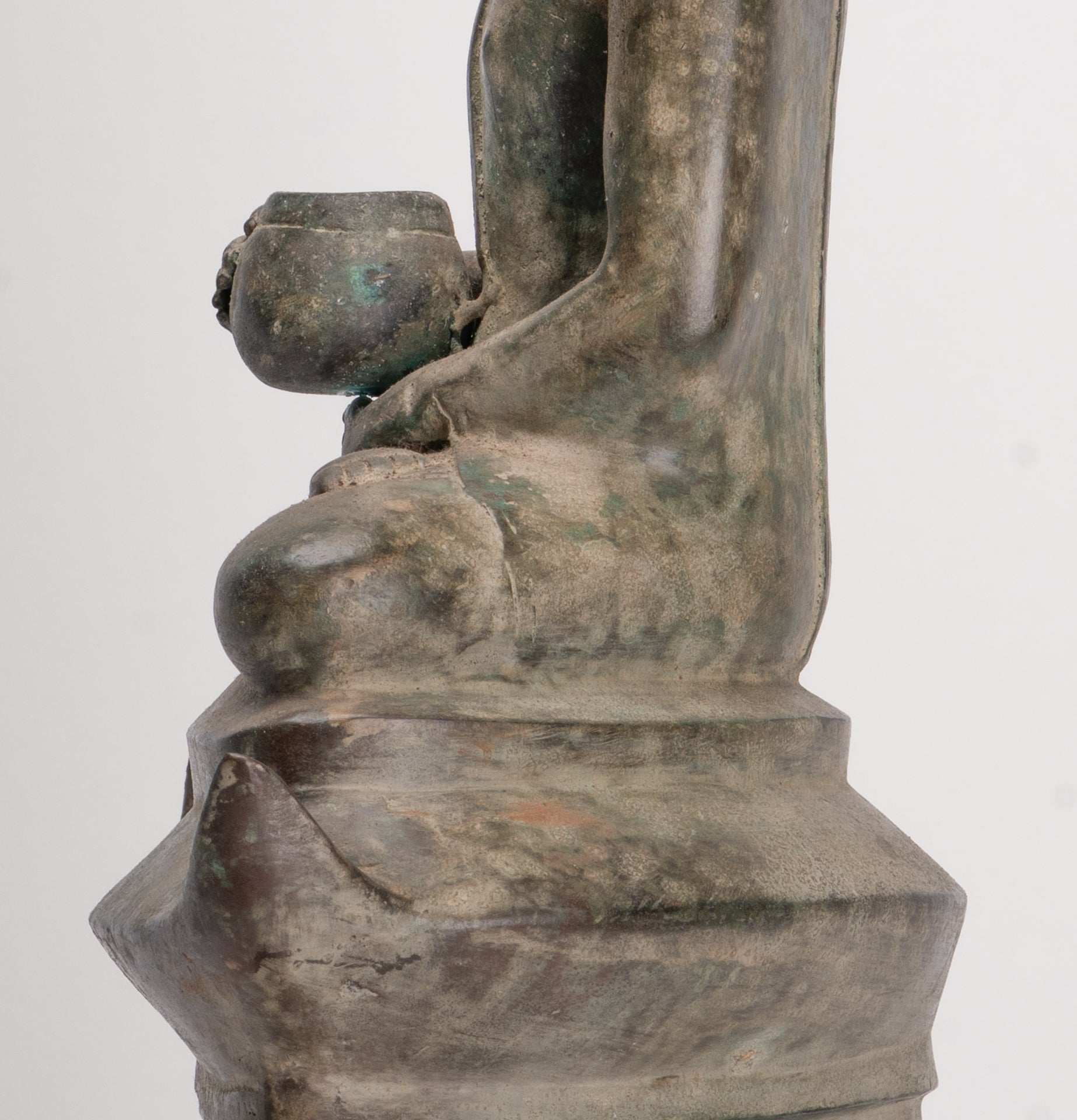 Antique Laos Style Bronze Charity Gautama Buddha Statue - 53cm/21"