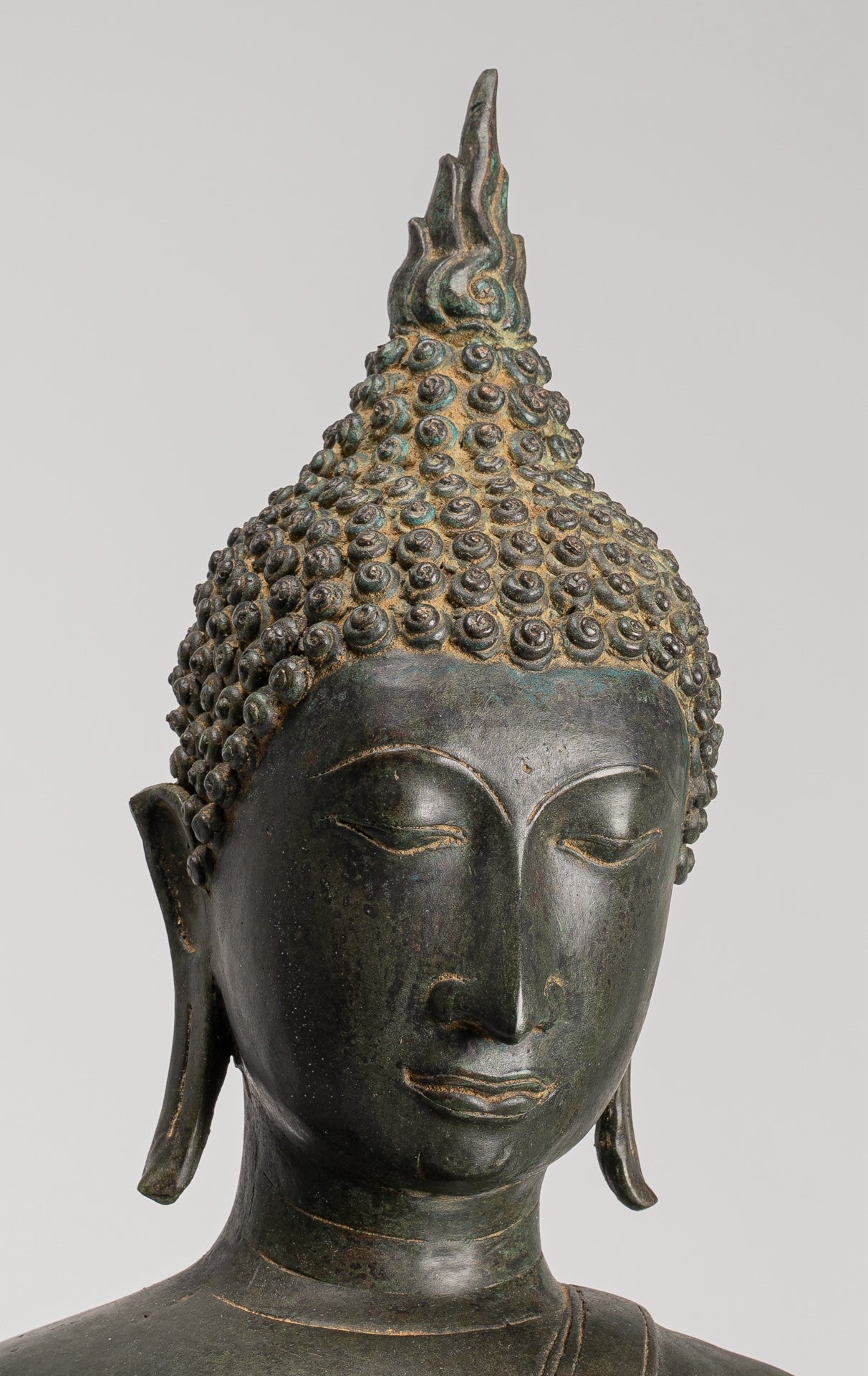 Antique Thai Style Sukhothai Bronze Protection Walking Buddha Statue - 116cm/46"