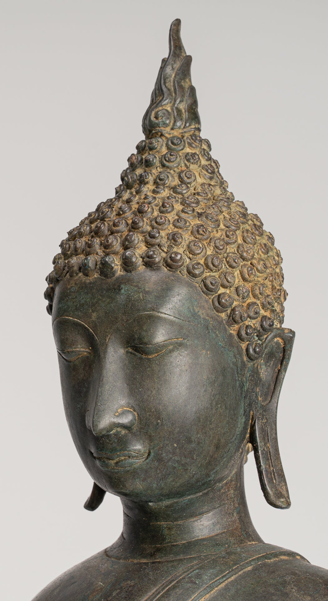 Antique Thai Style Sukhothai Bronze Protection Walking Buddha Statue - 116cm/46"