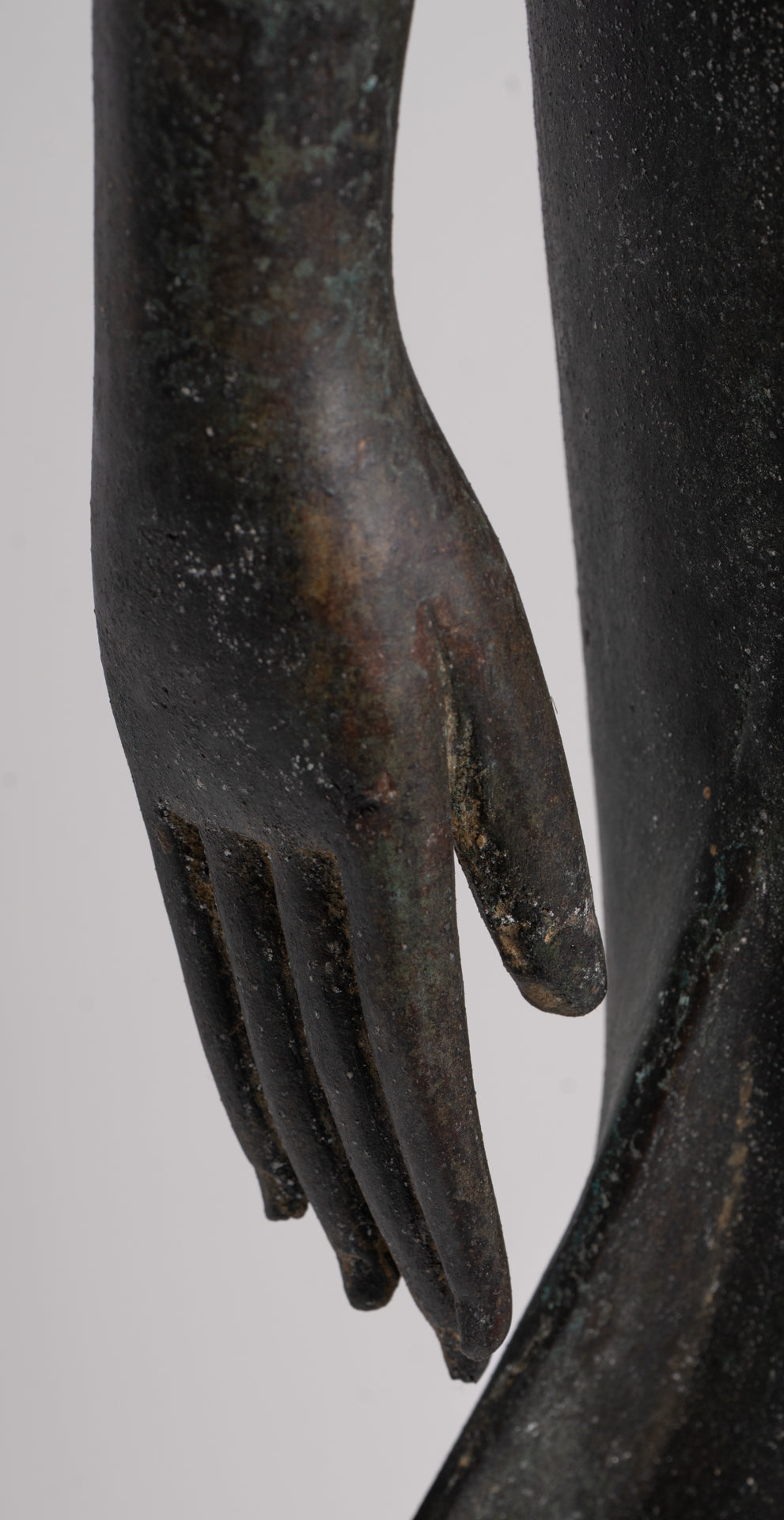 Antique Thai Style Sukhothai Bronze Protection Walking Buddha Statue - 117cm/47"