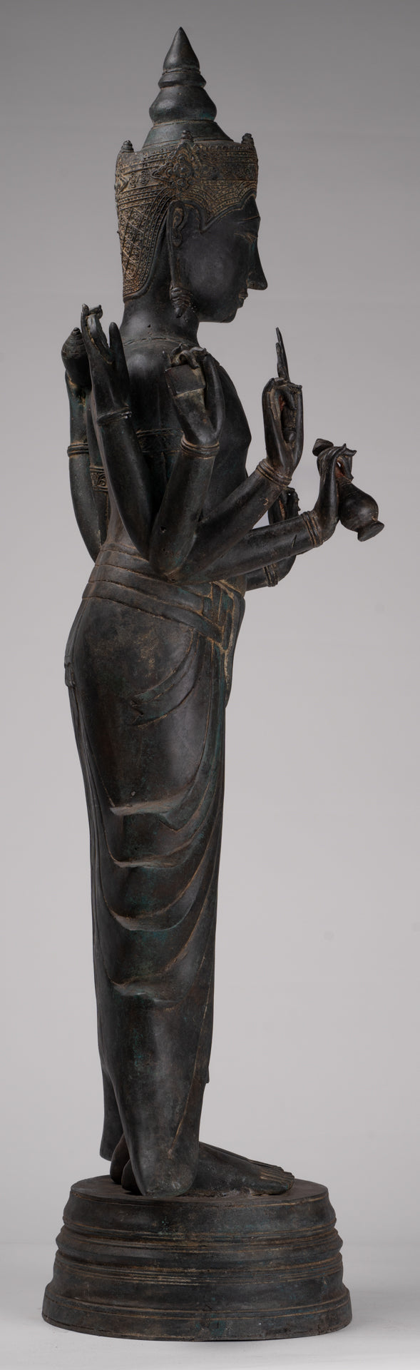 Vishnu Statue - Antique Thai Style Standing Bronze Vishnu Statue - 112cm/45"