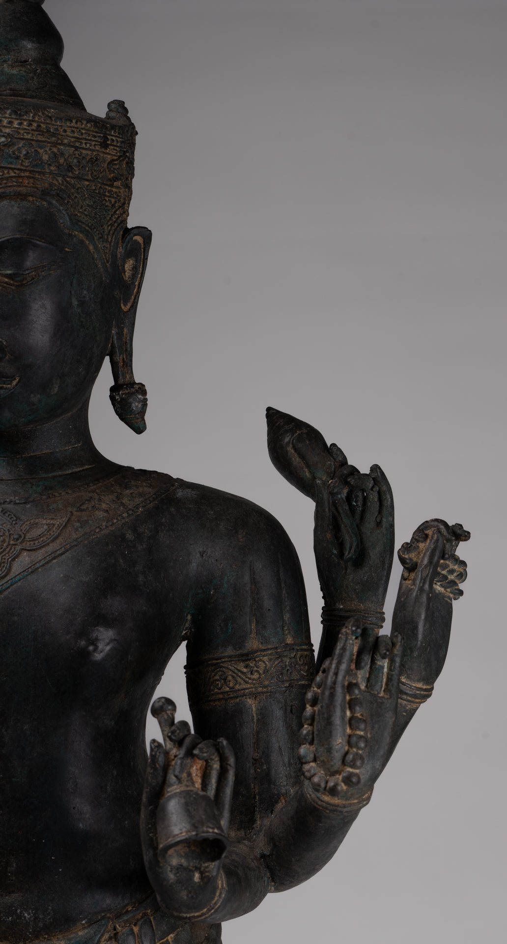 Vishnu Statue - Antique Thai Style Standing Bronze Vishnu Statue - 112cm/45"