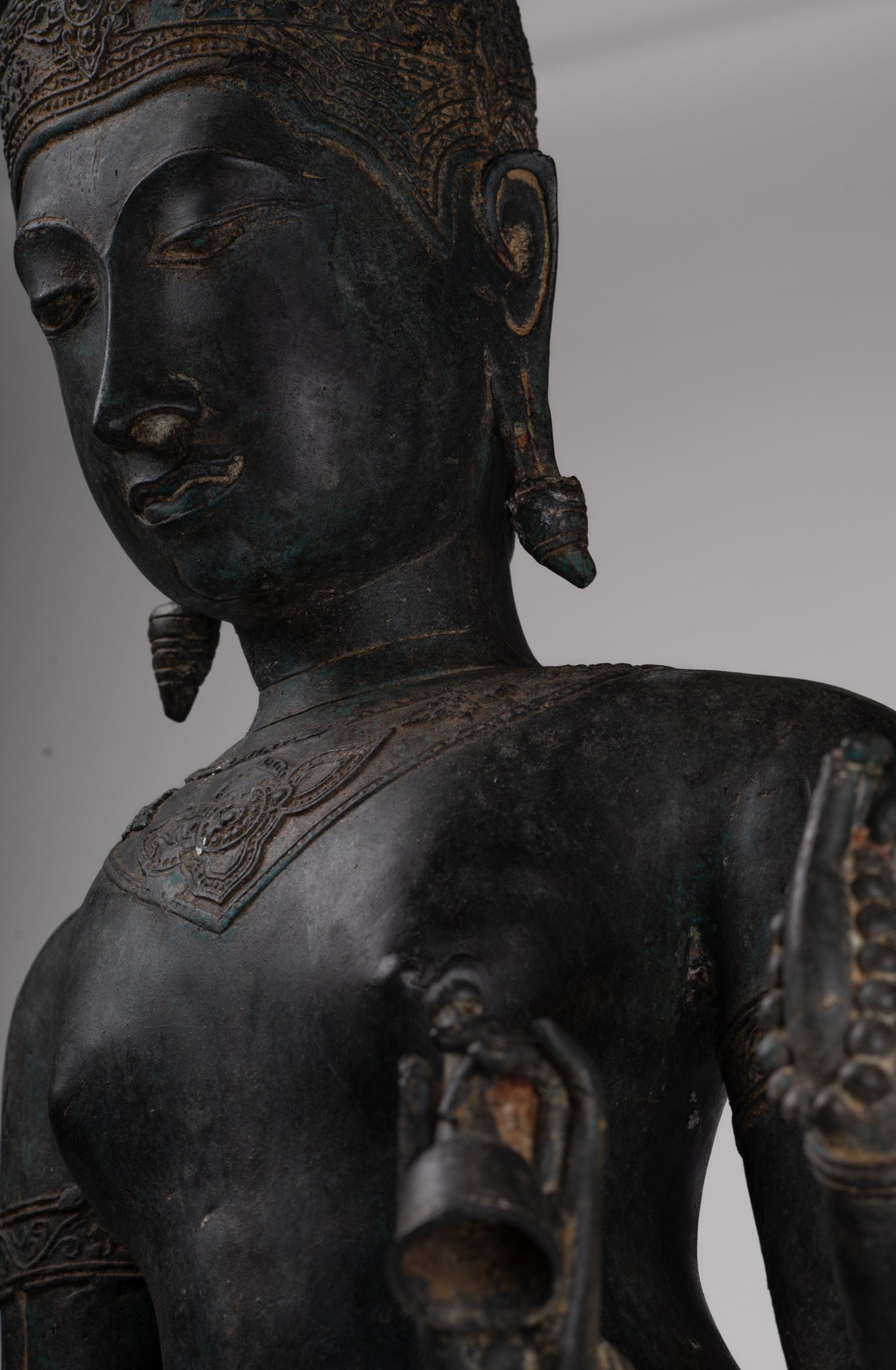 Vishnu Statue - Antique Thai Style Standing Bronze Vishnu Statue - 112cm/45"