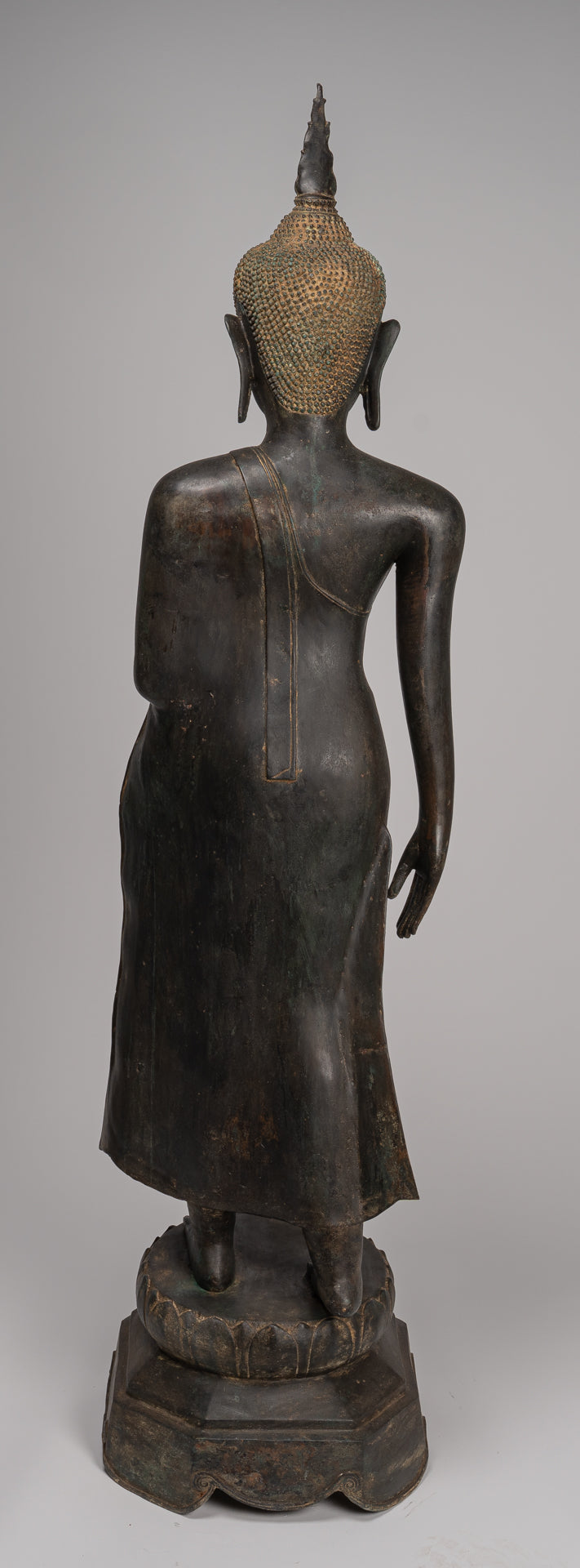 Antique stile tailandese Chiang Rugger Bronze Protection Statue Buddha - 150 cm/60 "