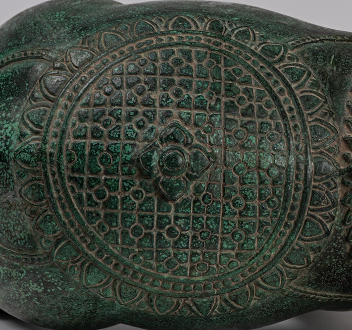 Antique Khmer Style Bronze Standing Trumpeting Elephant Statue - 38cm/15" Tall