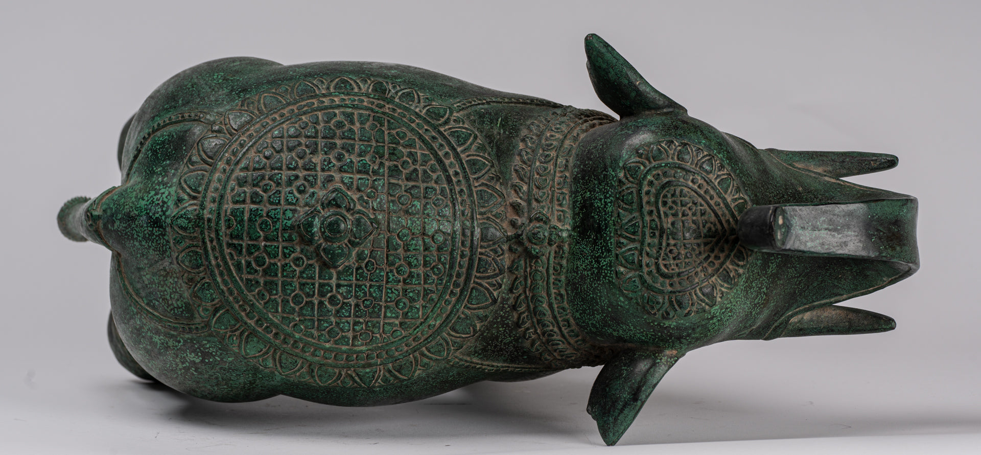 Antique Khmer Style Bronze Standing Trumpeting Elephant Statue - 38cm/15" Tall