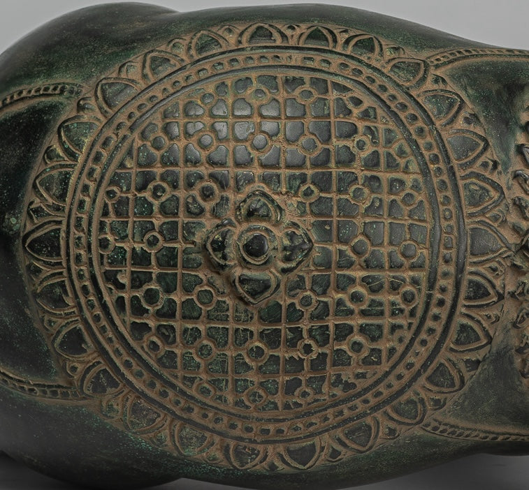 Antique Khmer Style Bronze Standing Trumpeting Elephant Statue - 38cm/15" Tall