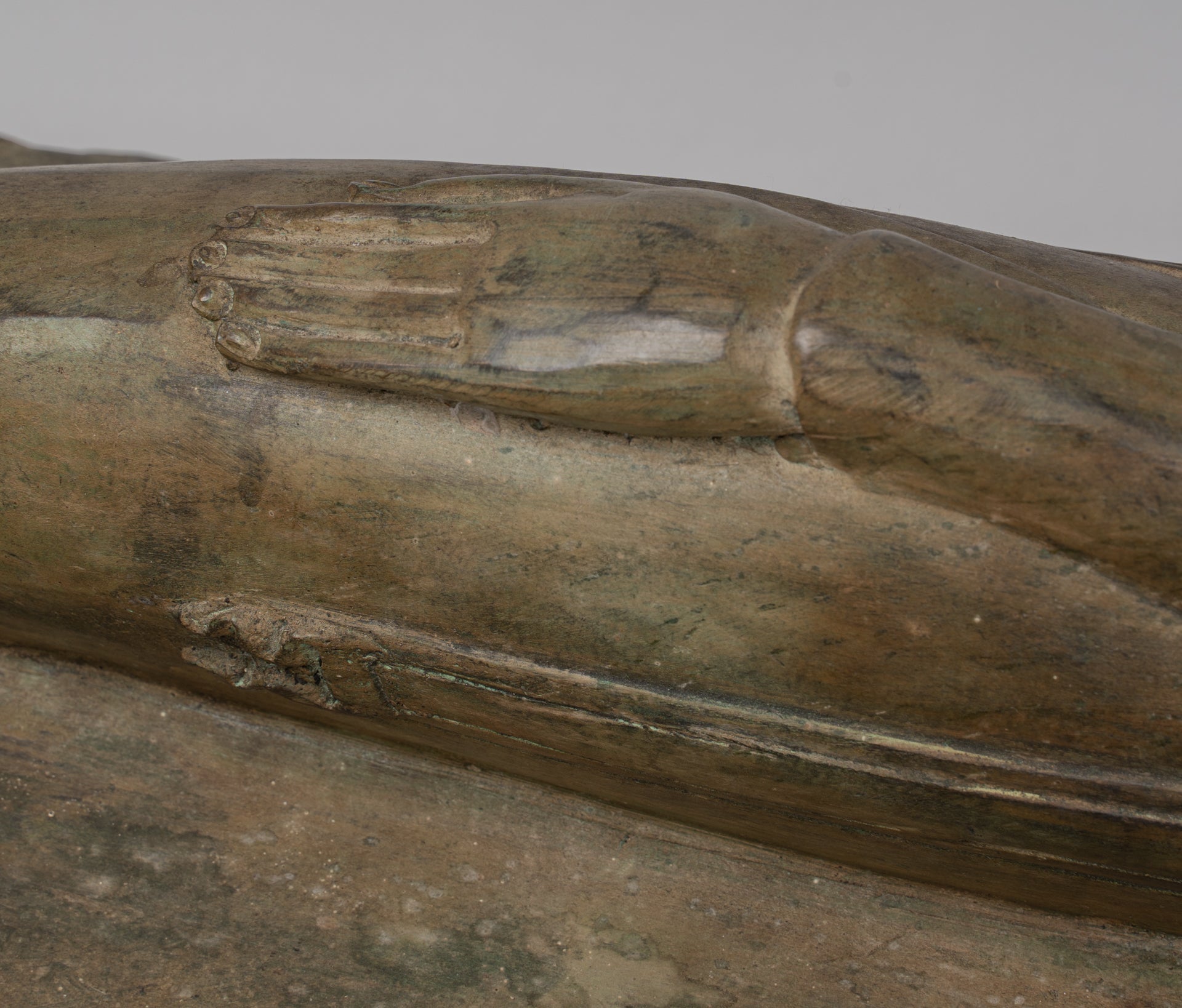 Buddha Statue - Antique Thai Style Bronze Sukhothai Reclining Nirvana Buddha Statue - 97cm/39"