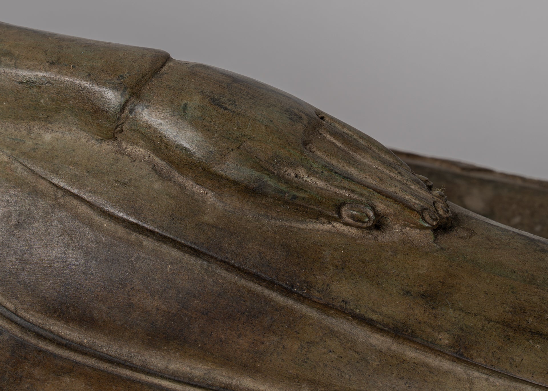 Buddha Statue - Antique Thai Style Bronze Sukhothai Reclining Nirvana Buddha Statue - 97cm/39"