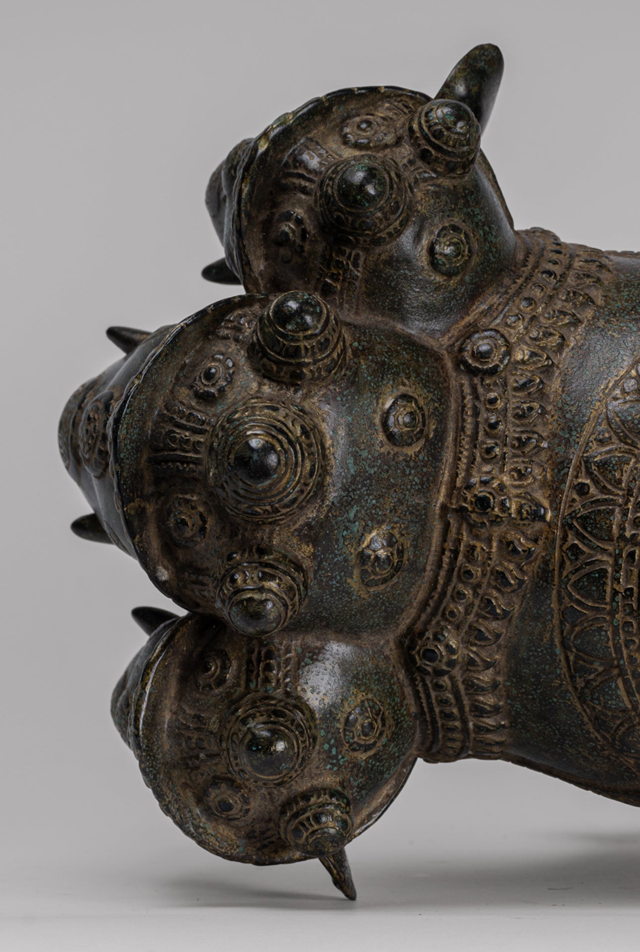 Antique Khmer Style Bronze Erawan Airavata or Elephant Statue - 32cm/13" Tall