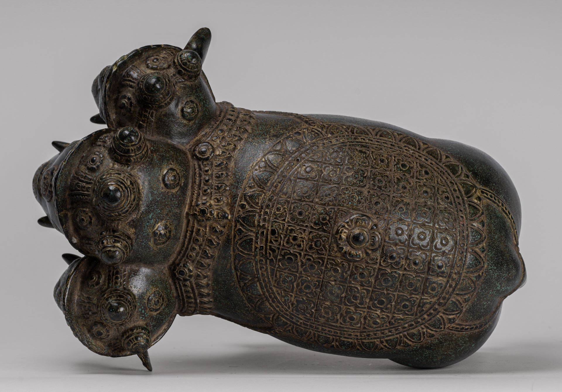 Antique Khmer Style Bronze Erawan Airavata or Elephant Statue - 32cm/13" Tall