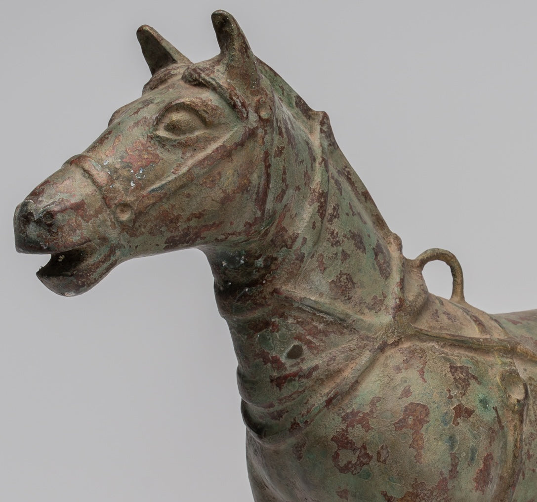 Horse Statue - Antique Chinese Style Standing Bronze Horse - 39cm/16" Tall