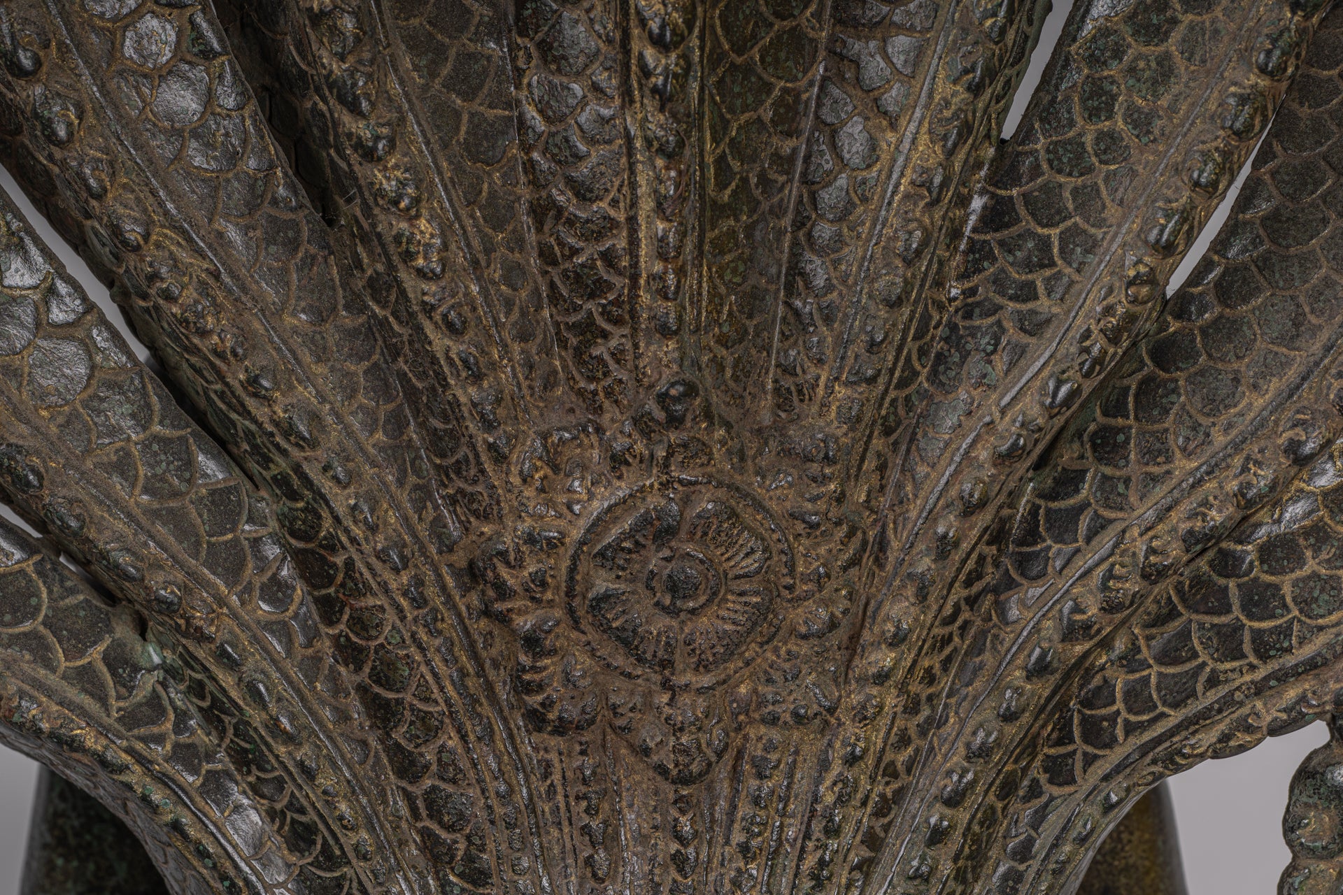 Buddha Statue - Antique Bayon Style Khmer Seated Bronze Naga Meditation Buddha - 114cm/46"