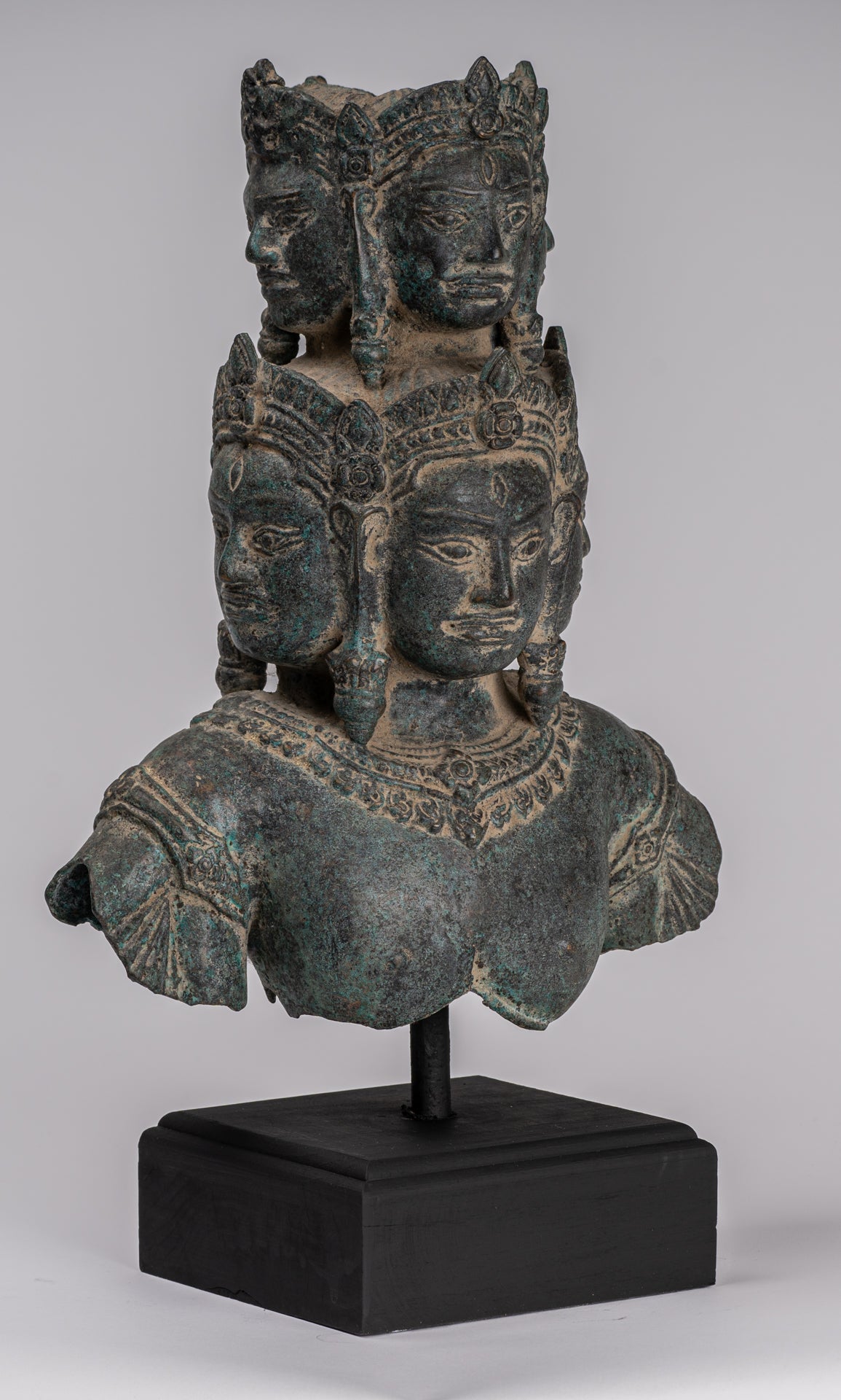 Antique Baphuon Style Mounted Bronze Hevajra Statue - 37cm/15" Tall