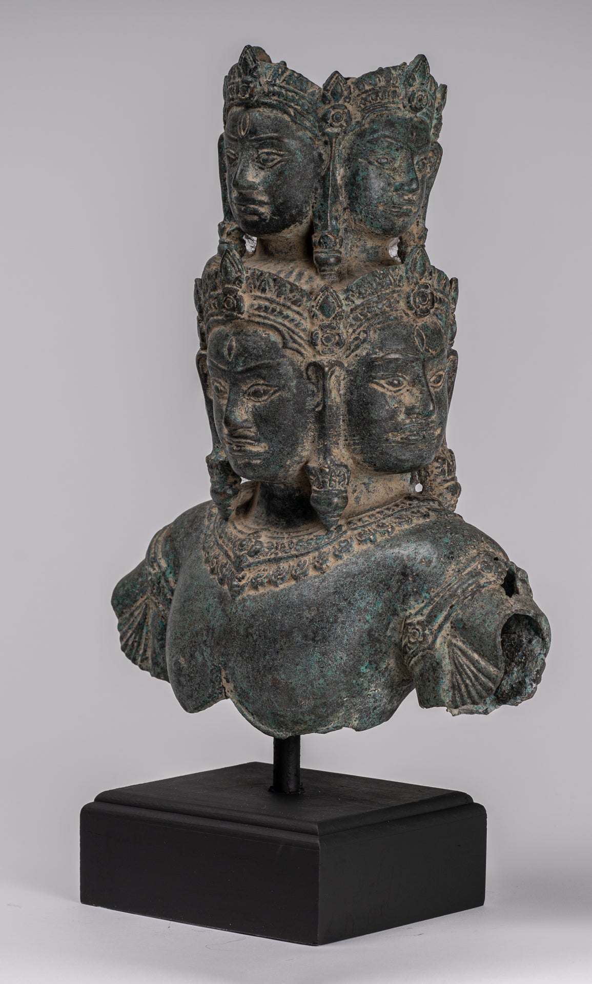 Antique Baphuon Style Mounted Bronze Hevajra Statue - 37cm/15" Tall