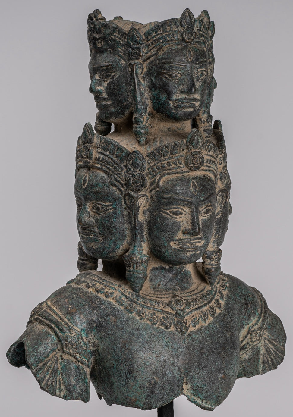 Antique Baphuon Style Mounted Bronze Hevajra Statue - 37cm/15" Tall