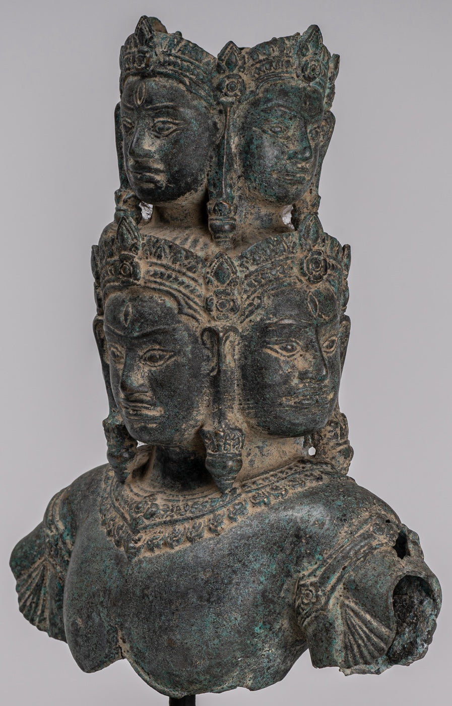 Antique Baphuon Style Mounted Bronze Hevajra Statue - 37cm/15" Tall