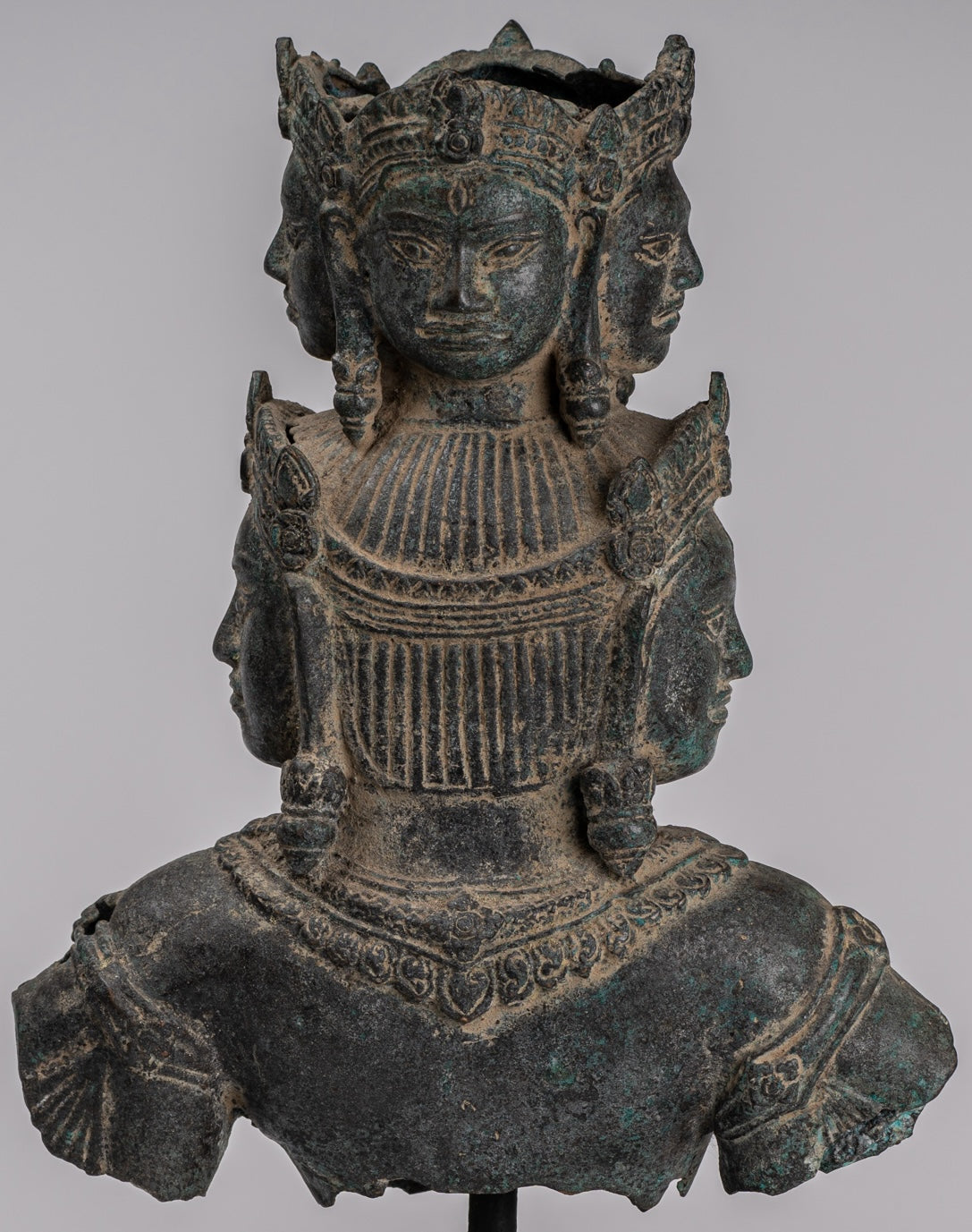 Antique Baphuon Style Mounted Bronze Hevajra Statue - 37cm/15" Tall