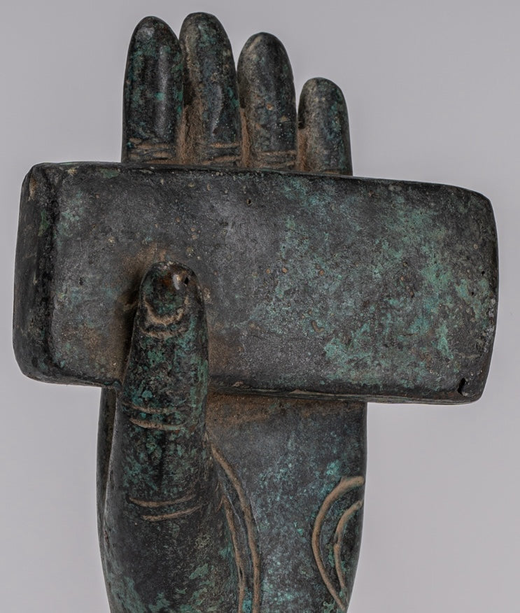 Mano de bronce de bronce del sudeste asiático de estilo antiguo montado - 20cm/8 "