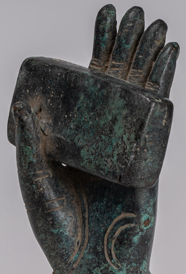 Mano de bronce de bronce del sudeste asiático de estilo antiguo montado - 20cm/8 "