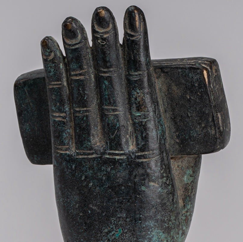 Mano de bronce de bronce del sudeste asiático de estilo antiguo montado - 20cm/8 "