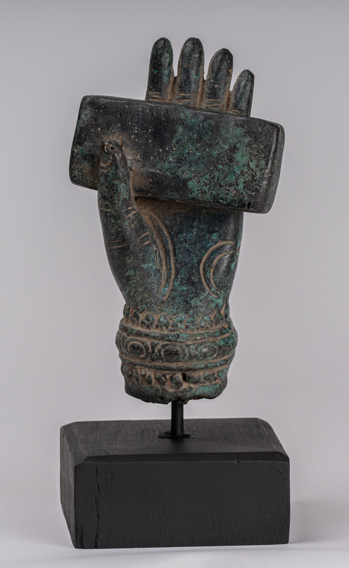 Mano de bronce de bronce del sudeste asiático de estilo antiguo montado - 20cm/8 "