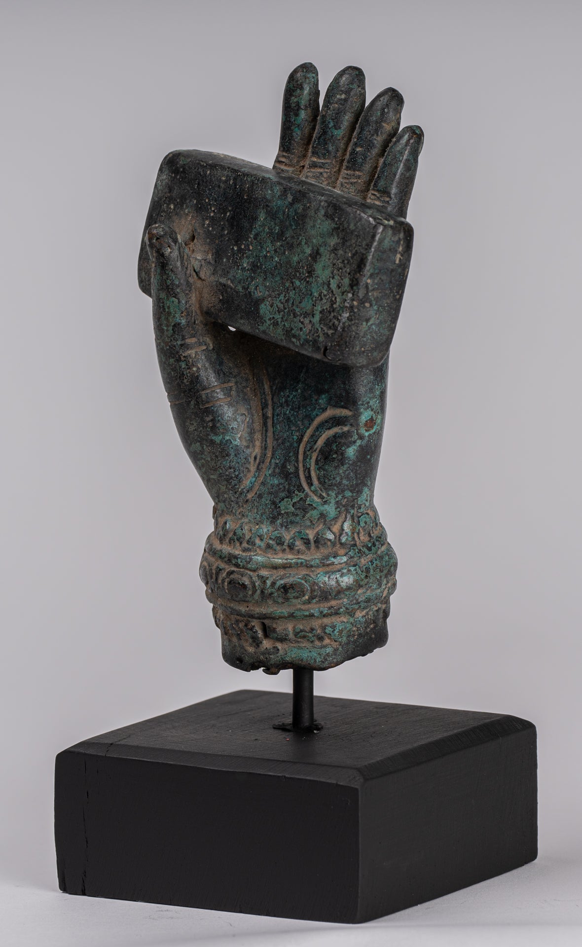 Mano de bronce de bronce del sudeste asiático de estilo antiguo montado - 20cm/8 "